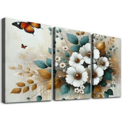 Ulloord Wall Art Modern Flower Artwork Paintings Butterfly Landscape Picture wall Decor for Living Room Bedroom Kitchen with Framed