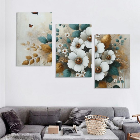 Ulloord Wall Art Modern Flower Artwork Paintings Butterfly Landscape Picture wall Decor for Living Room Bedroom Kitchen with Framed