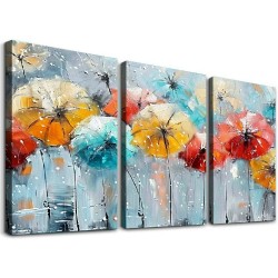 Flower Wall Art for Living Room, Dandelion Canvas Wall Decor for Bedroom, Colorful Abstract Print Painting Picture, Large Size