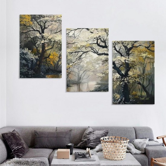 Canvas Art Wall Decor for Living Room Foggy Forest Painting Landscape Picture Modern Nature Artwork for Living Room Bedroom Bathroom Home Office Wall Decor Canvas Wall Decor