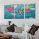 World Map Pictures Canvas Wall Art for Living Room Bedroom or Bathroom Wall Decor,Wall Map Wall Art Print Paitnings for Home Decor,World Map Waterproof Stretched Ready to Hang