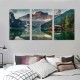 Green Lake Mountain Pictures Canvas Wall Art for Living room Bedroom Wall Decor, Mountain Wall Art Print Paitnings for home Decor,Morden Artwork House in the lake Landscape Canvas Art