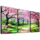 Canvas Wall Art Painting Pink Cherry Blossoms Park Tree Forest Wallpaper Spring landscape Picture Poster Print Framed and Stretched Ready to Hang for Living Room Bedroom Artwork