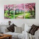 Canvas Wall Art Painting Pink Cherry Blossoms Park Tree Forest Wallpaper Spring landscape Picture Poster Print Framed and Stretched Ready to Hang for Living Room Bedroom Artwork