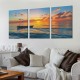 Wall Art Decor Canvas Print Picture Sunset over the Sea Boat Ocean Waves Scenery Painting Artwork for Office Wall Decor Home Decoration Stretched and Framed Ready to Hang