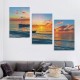 Wall Art Decor Canvas Print Picture Sunset over the Sea Boat Ocean Waves Scenery Painting Artwork for Office Wall Decor Home Decoration Stretched and Framed Ready to Hang