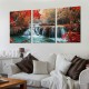 Wall Art Decor Canvas Print Picture Red Forest Waterfalls Landscape Tree for Living Room Office Home Decorations Stretched and Framed Ready to Hang