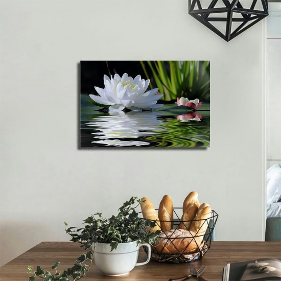 Canvas Prints Zen Wall Art Lotus Flower Prints Pictures for Bathroom Decor Spiritual Meditation Poster Artwork for Spa Decor Framed Read to Hang