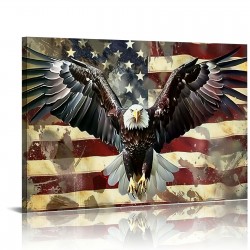 Flag Canvas Wall Art Hanging Picture Home Decor Eagle Wall Decor Artwork Bedroom Living Room Decoration