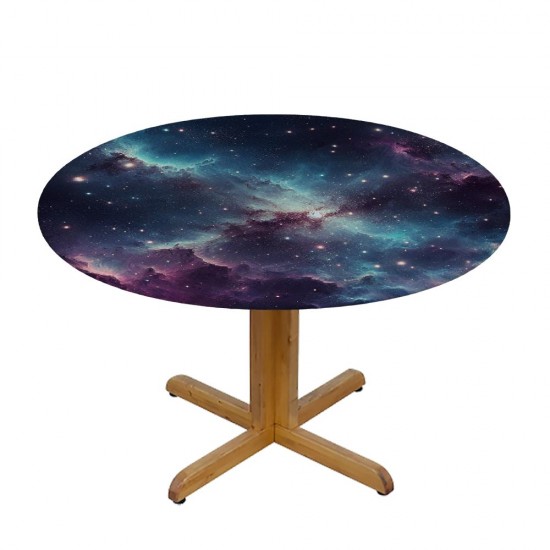 Round Space Table Cover, with Evening Calm Scene Picture, Can Wipe Indoor/Outdoor Dining Table Cover