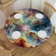 Round Space Table cover, Dust Cloud Celestial Astronomical Object Picture, Elastic edge, Suitable for catering and kitchen