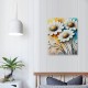 White Flowers Textured Canvas Wall Art for Living Room, Canvas Wall Art Floral Artwork Modern Flower Pictures Wall Decor Framed Bathroom Bedroom Home (White Flowers)