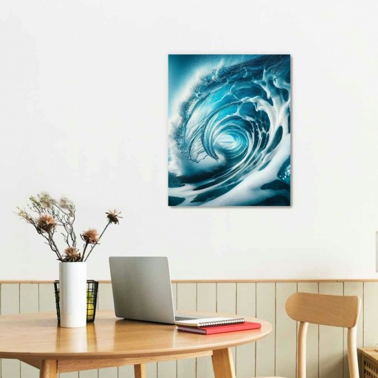 Canvas Wall Art for Living Room, Canvas Wall Art Framed Modern Hanging Wall Decor Sea Wave Pictures Poster Bathroom Bedroom Home ()