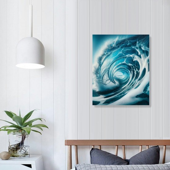 Canvas Wall Art for Living Room, Canvas Wall Art Framed Modern Hanging Wall Decor Sea Wave Pictures Poster Bathroom Bedroom Home ()