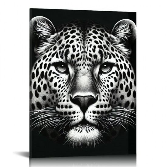 Black and White Wall Art Paintings Blue Eyed Prints on Canvas Wild Animals Pictures Poster Framed Artwork for Living Room Office, Modern Home Wall Decor