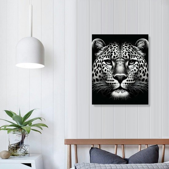 Black and White Wall Art Paintings Blue Eyed Prints on Canvas Wild Animals Pictures Poster Framed Artwork for Living Room Office, Modern Home Wall Decor