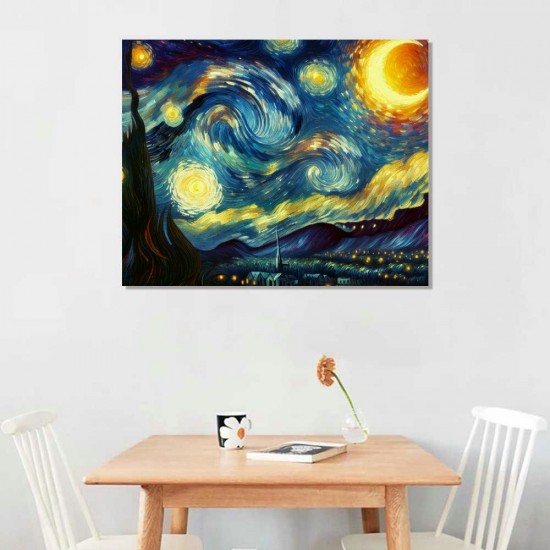 Starry Night Canvas Print of Van Gogh Oil Paintings Reproduction Modern Canvas Print Artwork Abstract Landscape Pictures Printed on Canvas Wall Art for Home Office Decorations