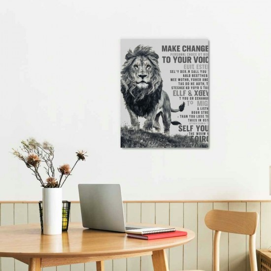 Canvas Wall Art Pictures for Wall Inspirational Lion Quotes - Painting Wall Décor for Bathroom Bedroom Office Framed Artwork