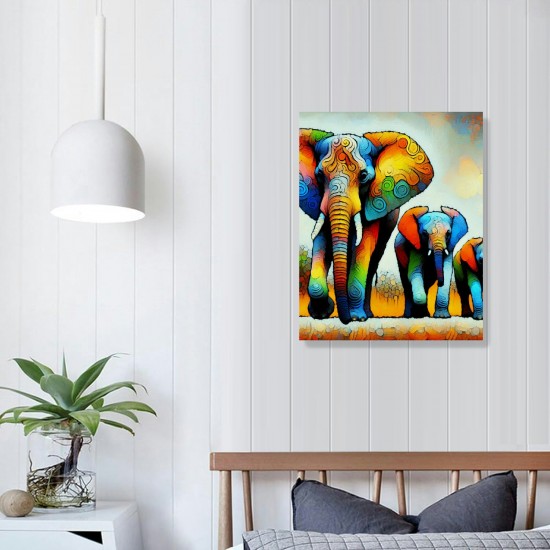 Textured Canvas Wall Art for Living Room, Canvas Wall Art Framed Oil Painting Elephant Artwork Modern Wall Decor Pictures Bathroom Bedroom Home Office Decor