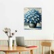 Blue Floral Canvas Wall Art for Living Room, Oil Painting Floral Artwork Modern Blue Flowers Picture Wall Decor Framed Bathroom Bedroom Home Office