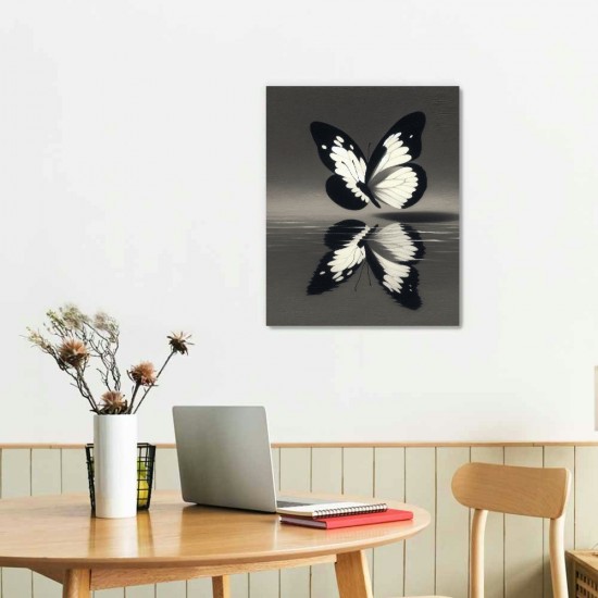 Butterfly Textured Canvas Wall Art for Living Room,Canvas Wall Art Framed Handmade Butterfly Oil Painting Modern Wall Decor Hanging Pictures Bathroom Bedroom Home Office Decor